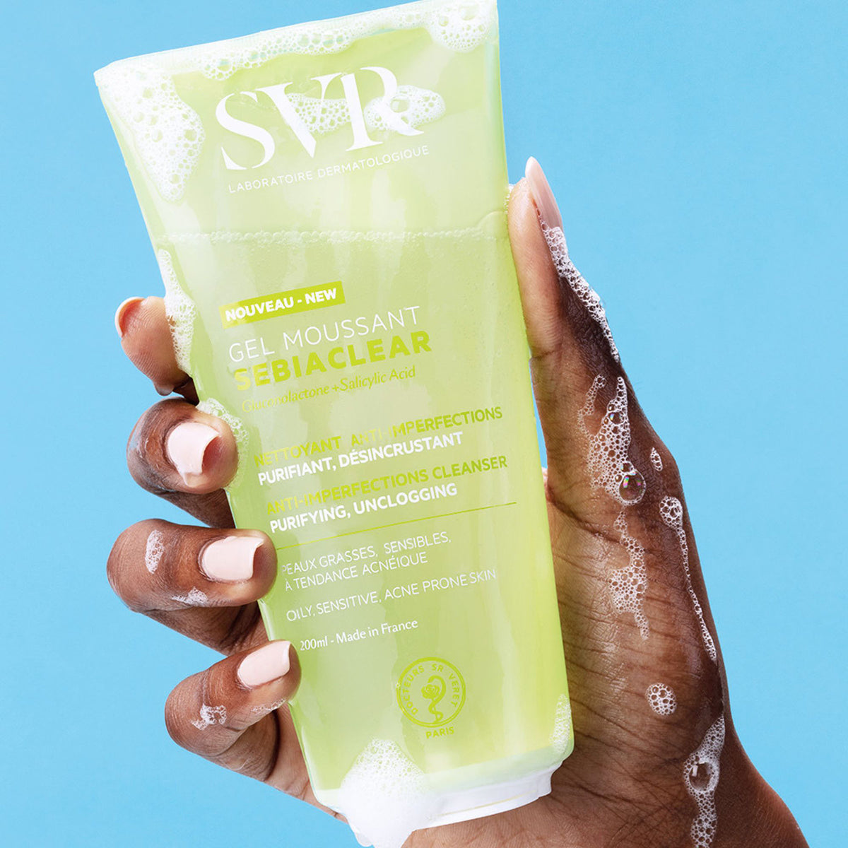 SVR SEBIACLEAR Gel Moussant Wash-Off Gel (Face + Body) - Oily & Blemish Prone Skin 100ml