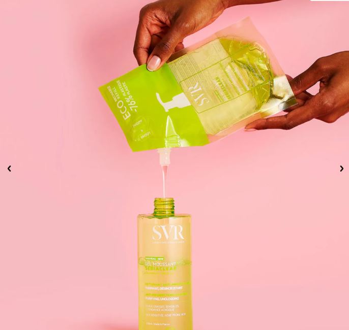 SVR SEBIACLEAR Gel Moussant Wash-Off Gel (Face + Body) - Oily & Blemish Prone Skin (400ml) Eco-Refill Bag