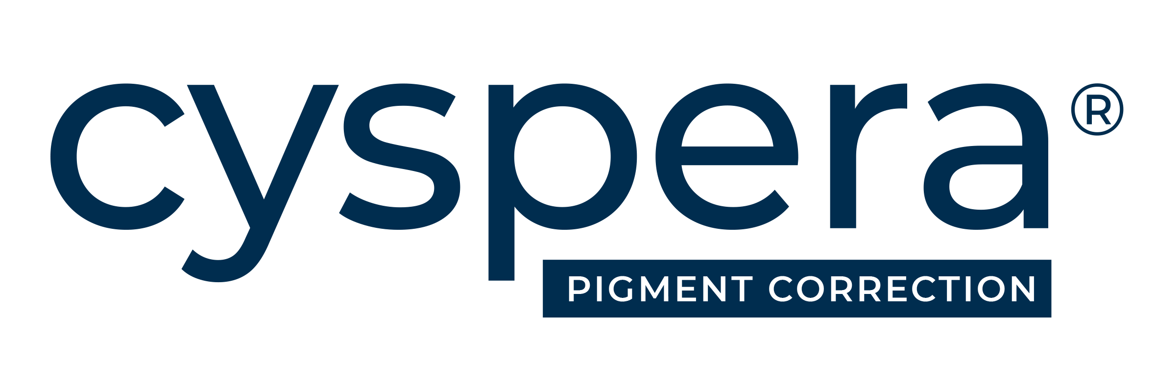 Cyspera logo for pigment correction on a grey background.
