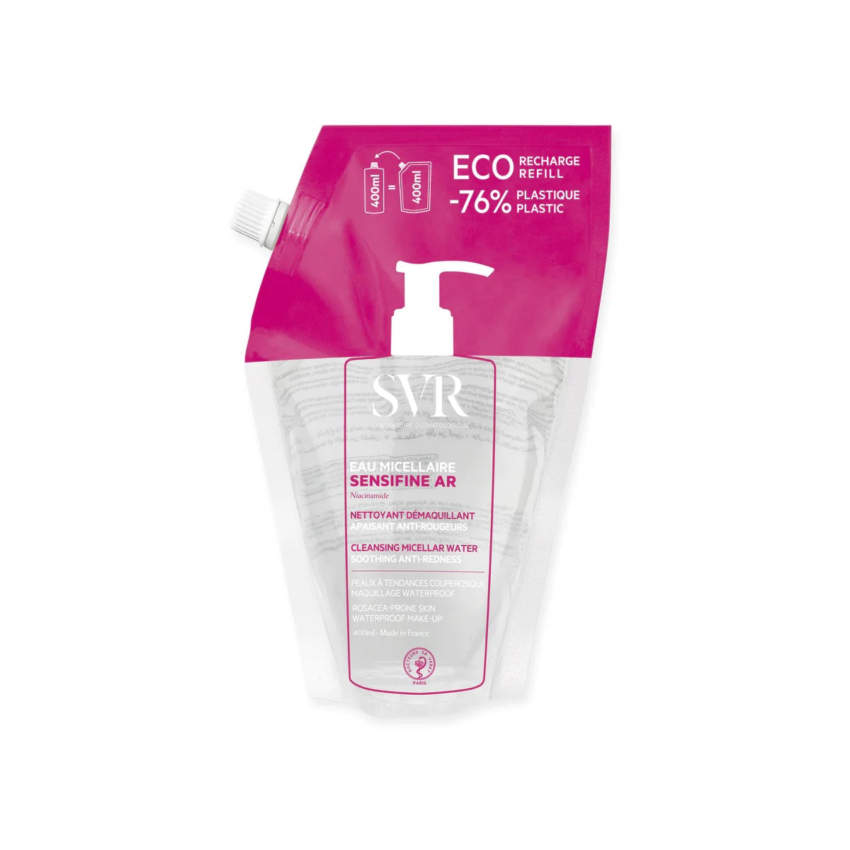 SVR SENSIFINE AR Anti-Redness Micellar Water (redness, rosacea-prone skin) (400ml) Eco-Refill Bag